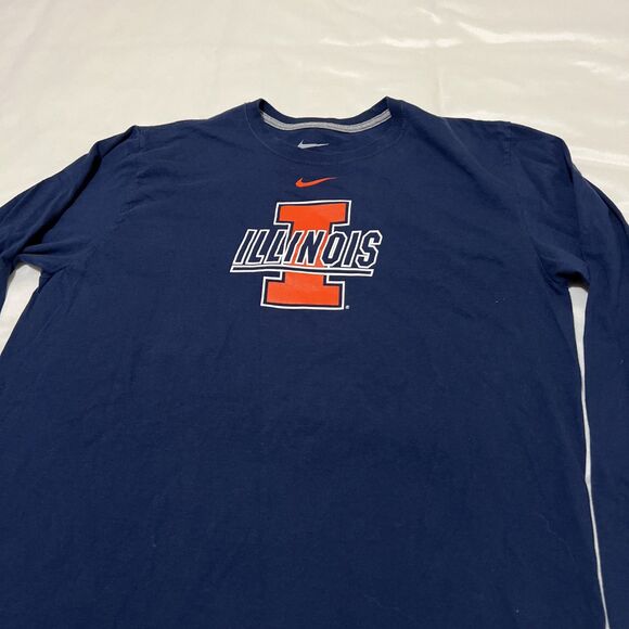 Nike Illinois Fighting Illini Men's Size XL Long Sleeve T-Shirt Blue Orange UIUC - Picture 2 of 12